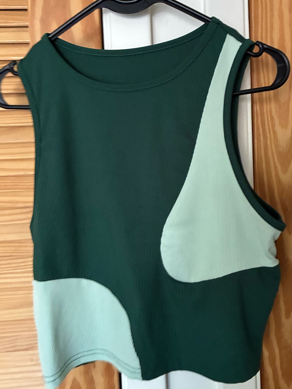 SHEIN Dark Green and Mint Colorblock Ribbed Crop Top size 2xl